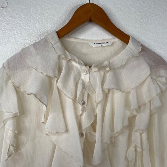 Commense Women's Ruffles Semi Sheer Romantic Fairy Boho Top Ivory Size XL - Picture 5 of 13